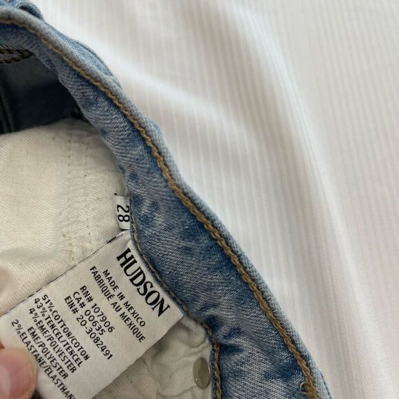 Hudson Riley Crop Relaxed Straight Destroyed Denim Jeans Size 28 - Picture 8 of 10